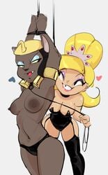 2018 4_fingers aladdin anthro bedroom_eyes bimbo black_hair blonde_hair bondage bound breasts brown_fur cartoon_network clothed clothing corset crossover dbaru deity disney domination duo egyptian eris_(billy_and_mandy) eyeshadow feline female female_on_anthro femdom femsub fur garter_straps goddess hair half-closed_eyes heart human human_on_anthro interspecies legwear lingerie lipstick makeup mammal mirage_(aladdin) navel nipples open_mouth panties pose seductive smile standing the_grim_adventures_of_billy_and_mandy thigh_highs topless underwear yuri