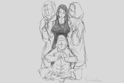 anbu_(naruto) breasts cum cum_in_mouth cum_on_body cum_on_breasts cum_on_face cum_on_upper_body dress furutaka monochrome naruto naruto_shippuden sketch tight_clothing tight_fit uzumaki_kushina