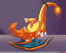 1boy 2018 3_fingers 3_toes animal_genitalia anthro belly big_feet big_penis blue_eyes blush bondage bound charizard chubby claws cloaca cum cum_in_cloaca cum_on_belly cum_on_cloaca cum_on_hand cum_on_self cum_on_wings dragon erection fangs feet feral fire genital_slit grey_eyes heart knot large_penis light_bondage long_neck long_penis looking_at_viewer lying male male_only malesub nintendo nude on_back orange_scales penis pokémon_(species) pokemon pokemon_(species) pokemon_rgby presenting presenting_penis purple_background raised_tail scales scalie side_view slit smile soles solo spread_legs tail tail_bondage tail_cuff tapering_penis teeth text toes turbokoi veins veiny_penis video_games watermark wings yellow_scales