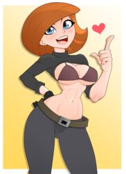 bra disney female kim_possible kimberly_ann_possible large_breasts rodjim shirt_lift solo