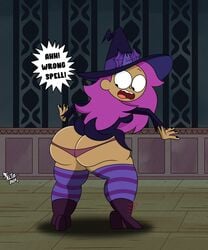 1girls 2020 altzegoz_(artist) ass ass_cleavage ass_expansion big_ass black_eyes black_hair butt_crack cute enid ok_k.o.!_let's_be_heroes purple_hair tagme witch