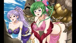 ! 2girls animated arabian_clothes armored_dress ass blue_eyes blush breasts cleavage clenched_teeth clothes clothing cross cum cum_in_pussy cum_inside dancer earrings female fire_emblem fire_emblem:_genealogy_of_the_holy_war from_behind gangbang green_hair harem_outfit huge_breasts interspecies ishtar_(fire_emblem) lactation legwear lene_(fire_emblem) long_tongue male monster open_mouth penetration purple_eyes purple_hair rape ribbons sex short_hair skirt spread_legs the-sinner thighhighs tongue tongue_out torn_clothes vaginal_penetration white_legwear white_thighhighs