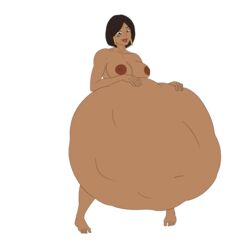 belly big_belly black_hair breasts dark-skinned_female dark_skin egyptian egyptian_female female huge_belly modezombie nipples nude oral_vore overwatch pharah post_vore stomach_bulge vorevore_belly