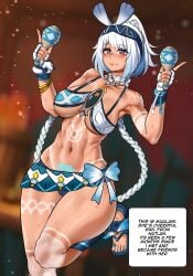 1girls ass breasts cloire_clover dialogue female futa_pov genshin_impact huge_ass huge_breasts large_breasts lumine_(genshin_impact) mualani_(genshin_impact) pov pubic_tattoo revealing_clothes standing text voluptuous wide_hips