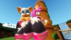 2girls 3d amy_rose anotherthrowaway ass_grab big_breasts bubble_butt ltiberium77_(artist) presenting_ass rouge_the_bat rouge_the_bat_(cosplay) sonic_(series) sonic_the_hedgehog_(series)