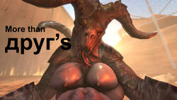 1boy 1girls 3d anthro anthrofied areolae belly big_breasts breasts brown_skin deathclaw digital_media_(artwork) duo erection fallout fangs female female_deathclaw hi_res horn huge_breasts human human_on_anthro humanoid interspecies kasdaq large_breasts larger_female looking_at_viewer male male_human/female_anthro male_human/female_monster male_pov mammal meme monster navel nipples nude open_mouth orange_eyes paizuri penis pov red_eyes scalie size_difference source_filmmaker teeth text tongue tongue_out video_games друг