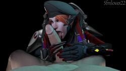 3d beret big_penis blackwatch_moira blizzard_entertainment blue_eyes faceless_male fellatio female giver_pov heterochromia licking male male_pov moira open_mouth overwatch penis pov precum red_eyes red_hair sfmlover22 source_filmmaker straight tongue