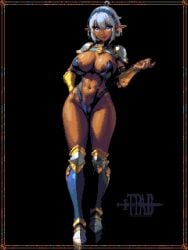 1girls big_breasts big_butt big_nipples dark-skinned_female dark_skin elf female female_only girl original pixel_art skimpy_clothes standing thepixelartboy