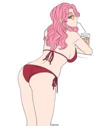 1girls big_breasts bikini bikini_bottom bikini_top black_clover breasts clothed clothed_female drinking female light-skinned_female light_skin looking_at_viewer pink_hair skwd sunglasses thick_ass tinted_eyewear vanessa_enoteca