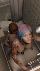 2girls 3d blue_hair chloe_price cunnilingus female life_is_strange max_caulfield self_upload shower_sex tagme