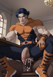 ai_generated anal_sex bara clothed cum_in_ass cum_inside dark-skinned_male gay interracial james_howlett male_only marvel marvel_comics muscular_male ripped_clothing superherosuckerrr wolverine_(x-men) x-men x-men_evolution