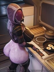 1girls 3d alien alien_girl alien_humanoid ass ass_focus big_ass big_breasts big_butt bikini bioware blender bottomless breasts cooking dat_ass exposed_ass fat_ass female female_focus female_only food helmet helmet_with_visor hood huge_breasts indoors kitchen large_ass large_breasts large_thighs looking_at_viewer mask masked masked_female mass_effect mass_effect_2 mass_effect_3 mostly_nude nbtqa partially_clothed purple_body purple_skin purple_skinned_female quarian solo solo_female tali'zorah_nar_rayya wide_hips wide_thighs