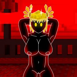 1girls 2d 2d_(artwork) 2d_artwork 3xpd4te arms_behind_head black_skin breasts gold_hair nipples nude pussy roblox roblox_game robloxian self_upload sparkle_(the_battle_bricks) tagme the_battle_bricks thighs tumore valkyrie_helm yellow_hair