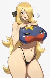 1girls blonde_hair cynthia_(pokemon) flowerpigeon73 huge_breasts pokemon solo solo_female tagme thick_thighs