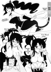 1boy 1boy1girl 1girls big_breasts black_and_white black_hair black_hair_female blowjob boob_window cat_ears cat_tail chun comic cowgirl_position cum cum_in_mouth english_text fellatio female french_maid french_maid_nidalee groping huge_breasts large_breasts league_of_legends long_hair long_hair_fmeale maid maid_apron maid_headband maid_headdress maid_outfit maid_stockings male monochrome nidalee pleasure_face riding riot_games sex stockings the_grind_series vaginal vaginal_penetration vaginal_sex