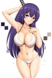 1girls adult adult_female akiyama_ran arciealbano arm_above_head arm_behind_head arm_up ass_visible_from_the_front ass_visible_through_thighs bare_armpits bare_arms bare_belly bare_chest bare_hands bare_hips bare_legs bare_midriff bare_navel bare_shoulders bare_skin bare_thighs belly belly_button bikini bikini_bottom bikini_only bikini_top blush blush_lines blushing_at_viewer blushing_female bra breasts busty busty_female cleavage closed_mouth_smile collarbone curvy curvy_body curvy_female curvy_figure curvy_hips curvy_thighs dot_nose elbows embarrassed embarrassed_female eyebrows_visible_through_hair female female_focus female_only fingers groin hair_between_eyes hand_above_head hand_behind_head hand_up head_tilt high_resolution highres hourglass_figure large_breasts lean_body lean_figure legs legs_together light-skined_female light-skinned light-skinned_female light_skin light_skin_female light_skinned light_skinned_female long_hair looking_at_viewer mature mature_female navel original original_art original_artwork original_character panties purple_eyebrows purple_eyes purple_eyes_female purple_hair purple_hair_female shoulders simple_background slender_body slender_waist slim_girl slim_waist smile smiley_face smiling smiling_at_viewer smirk solo standing string_bikini sweat sweatdrop sweating sweaty sweaty_arms sweaty_belly sweaty_body sweaty_breasts sweaty_legs sweaty_thighs swimsuit swimwear sword thick_thighs thigh_gap thighs thin_waist tilted_head underwear upper_body v-line weapon white_background white_bikini white_bikini_bottom white_bikini_top white_string_bikini white_swimsuit white_swimwear wide_hips