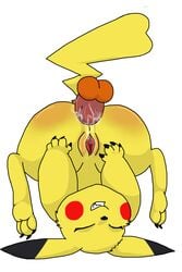 1boy 1girls anal anal_sex anus ass big_ass big_ears black_fur brown_fur cleft_tail clenched_teeth closed_eyes cum cum_in_ass cum_inside disembodied_penis erection eyelashes fangs feet female feral fur furry interspecies long_ears male nintendo nude paws penetration penis pikachu pokémon_(species) pokemon pokemon_rgby pussy rodent sex smile solo_focus spread_legs spreading straight syntex tail teeth testicles thick_thighs upside-down video_games wet white_background wide_hips yellow_fur