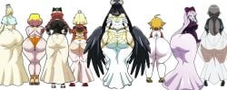 6+girls 8girls ai_generated albedo_(overlord) arche_eeb_rile_furt ass_focus ass_size_difference aura_bella_fiora bunanza_ clementine_(overlord) curvy_hips fat_ass female female_only from_behind group height_difference lined_up lineup lupusregina_beta multiple_girls overlord_(maruyama) presenting_hindquarters renner_theiere_chardelon_ryle_vaiself shalltear_bloodfallen succubus succubus_horns succubus_wings tagme tagme_(character) viewed_from_behind wide_image widescreen