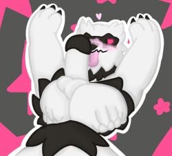 2023 anthro ass balls biped black_body blush butt_grab digital_drawing_(artwork) digital_media_(artwork) erection fluffy fluffy_tail galarian_form galarian_zigzagoon generation_3_pokemon generation_8_pokemon genitals hand_on_butt heart_symbol henrique_rick humanoid_genitalia humanoid_penis lying male nintendo on_back penis pink_blush pokemon pokemon_(species) presenting presenting_hindquarters purple_eyes regional_form_(pokemon) simple_background smile smiling_at_viewer smirk smirking_at_viewer smug smug_face solo spread_butt spread_legs spreading tail tongue tongue_out white_body zigzagoon