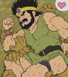 balls bara beard boner dragon_quest dragon_quest_iii erection erection_under_clothes facial_hair hands male male_only muscles muscular ortega_(dq3) penis saba_ice solo solo_male sweat sweating tunic