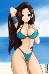 at_beach bikini cana_alberona cleavage fairy_tail female female_only fully_clothed jvdarkomx posing revealing_clothes skimpy_clothes tattoo