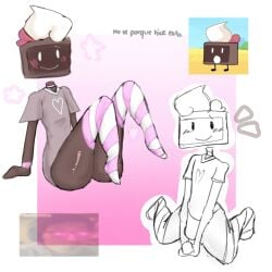 angelortis battle_for_dream_island bfb bfdi blush bulge bulge_through_clothing cake_(bfdi) clothed clothed_femboy clothed_male clothing color colored dark_skin femboy femboy_only gay gijinka male male_only no_humans non-human non-human_only object_head object_show object_shows reference_image solo solo_femboy solo_male text the_power_of_two tpot would