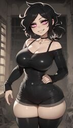 1girls ai_generated ashley_graves big_breasts breasts cleavage collarbone female female_focus female_only goth goth_girl hana_aera large_breasts solo solo_female the_coffin_of_andy_and_leyley