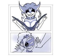 big_breasts black_eyes bydaekko comic daekko demon demon_girl demon_horns horns meme messy_hair nipples rape slingshot_swimsuit