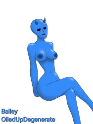 bailey_(oiledupdegenerate) blue_body breasts breasts female female naked nude oiledupdegenerate pose shiny_skin thin_waist