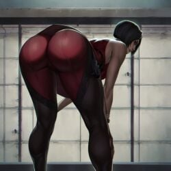 ada_wong ai_generated aigennoskill back_view bent_over fully_clothed resident_evil teasing