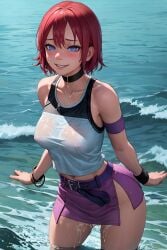 ai_generated beach blue_eyes cum cum_on_breasts cum_on_face kairi kingdom_hearts nude red_hair see-through_clothing tagme