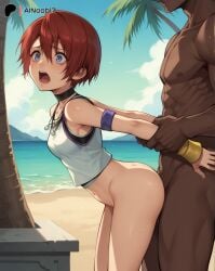 ai_generated ainoob17 beach bottomless dark-skinned_male from_behind kairi kingdom_hearts open_mouth rape restrained sex tagme tears vaginal_penetration