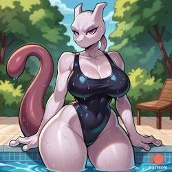 1girls ai_generated anthro anthro_only big_breasts breasts female female_mewtwo female_only huge_thighs legendary_pokemon looking_at_viewer mewtwo nintendo pear-shaped_figure pear_shaped pokemon pokemon_(species) solo solo_female thick_thighs wide_hips