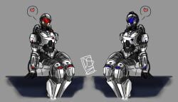 2girls armor armored compressed_breasts curvy ggez2341 heart laser_gunner_(tdx) roblox roblox_game robloxian sitting sitting_down tagme thighs tower_defense_x voluptuous_female