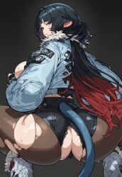 ai_generated ass ass_focus female hypet jane_doe_(zenless_zone_zero) looking_at_viewer mouse_ears mouse_girl mouse_tail pantyhose squatting tagme thick thick_ass thick_legs thick_thighs thighs torn_clothes video_game_character wet wet_body zenless_zone_zero