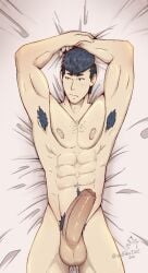 armpit armpit_hair armpits balls bara big_penis boner erection fire_emblem male male_only muscles muscular nintendo nude penis python_(fire_emblem) solo solo_male wolfshirtart