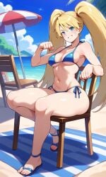 ai_generated beach big_breasts bikini blue_bikini female naruko rule_63 smooth_skin twintails uzumaki_naruto