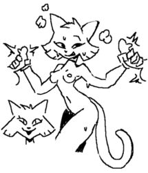 aliasing anthro cat_(stu) domestic_cat felid feline felis female handjob mammal monochrome penile sex sketch stu_(artist)