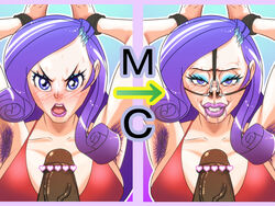 1boy 1girls :>= angry armpit_hair bare_shoulders before_and_after big_breasts bikini bikini_top bimbo blue_eyes blue_hair blush censored cleavage dark-skinned_male dark_skin drooling duo erection eyelashes eyeshadow faceless_male female female_focus friendship_is_magic front_view hairclip half-closed_eyes heart huge_cock human interracial lipstick long_hair looking_at_viewer makeup male male_pov my_little_pony nose_hook open_mouth pointless_censoring pose posing purple_lipstick rarity_(mlp) restrain saliva simple_background skimpy solo_focus underboob vein veins veiny veiny_penis zxcv