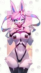 ai_generated anthro eeveelution furry pasties pokemon pokemon_(species) sylveon x_pasties