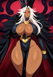 ai_generated black_clothing celestial_dragon curvy evil female female_only hear_me_out huge_breasts hypothetical imu_(one_piece) large_breasts mullon novelai one_piece pelvic_curtain queen red_eyes solo tenryuubito thick_thighs voluptuous voluptuous_female white_hair