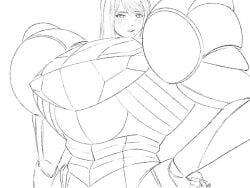 1girls 2d 2d_animation alternate_breast_size animated animation armor armored_samus black_and_white breast_expansion breast_growth breasts_bigger_than_head breasts_bigger_than_torso breasts_bursting_armor breasts_bursting_clothes breasts_bursting_out broken_armor bursting_breasts clothed clothed_female enormous_breasts female female_only gigantic_breasts huge_breasts hyper hyper_breasts kumako_(kumakonoh) massive_breasts metroid monochrome no_sound power_armor power_suit samus_aran solo solo_female tagme top_heavy upper_body varia_suit video wardrobe_malfunction