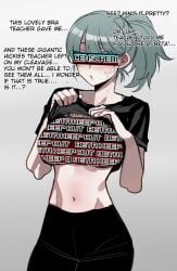 beta_male brainwashing censor_bar censored censored_breasts censored_eyes censored_for_betas cuckold cuckold_pov green_hair hypnosis lifting_shirt mind_control ratatatat74