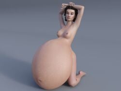 1girls 3d audrey_hepburn belly big_belly black_hair breasts celebrity darthkomar female female_only hyper_pregnancy nipples pregnant real_person solo solo_female