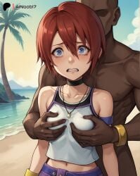 ai_generated ainoob17 dark-skinned_male groping_breasts kairi kingdom_hearts open_mouth tagme