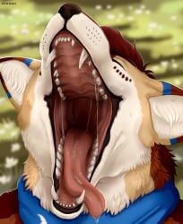 anthro auction canine commission furry maned_wolf maw mawshot predator saliva teeth tongue vore