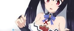 big_breasts black_hair choujigen_game_neptune colored neptunia_(series) noire pointy_chin red_eyes sheong_wong twintails