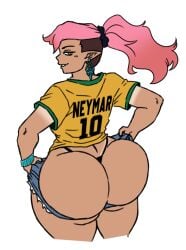 1girls amity_blight ass ass_bigger_than_head ass_focus brazil brazilian brazilian_female brazilian_tan curvy curvy_female curvy_figure curvy_hips disney disney_channel fat_ass fat_butt female female_only huge_ass huge_butt looking_at_viewer looking_back pink_hair pochoclogigi ponytail short_shorts shorts smile smiling_at_viewer solo tan-skinned_female tan_skin tanned tanned_body tanned_female tanned_skin the_owl_house the_owl_house_(finale) thick thick_ass yellow_shirt