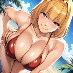 1girls ai_generated alternate_breast_size beach bent_over big_breasts bikini bostin breasts busty cleavage curvaceous curvy curvy_body curvy_female curvy_figure female huge_breasts large_breasts midorikawa_hana outdoors prison_school solo sweat sweating sweaty sweaty_body sweaty_breasts thick_thighs thighs venus_body voluptuous