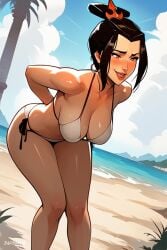 1girls ai_generated avatar_legends avatar_the_last_airbender azula beach bikini cleavage female female_only fire_nation royalty sidelocks solo solo_female solo_focus swimsuit thighs topknot